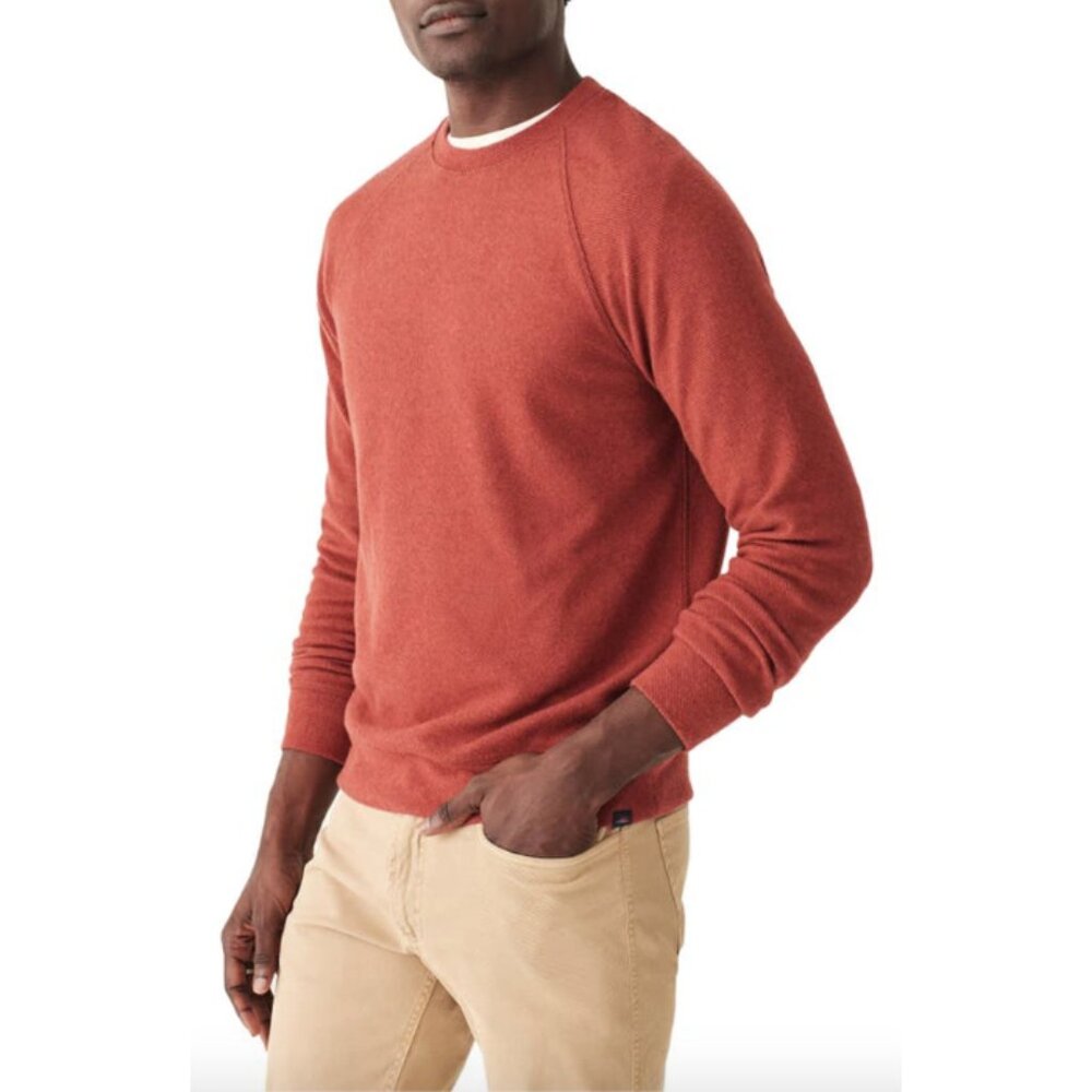 Faherty rust red twill Legend soft organic cotton knit crewneck sweater